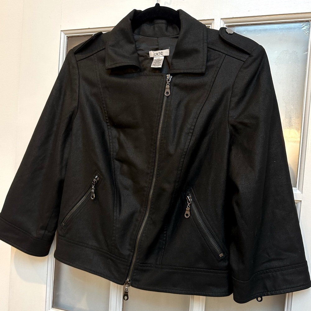 Vintage Cache Black Moto Jacket Zipper Accents Rock Glam Punk Chic Size S Small - Picture 4 of 11